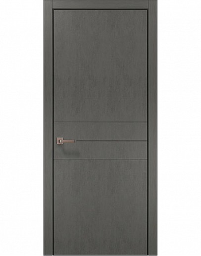 Двері міжкімнатні Папа Карло колекція STYLE ST-14 Бетон сірий, кромка алюміній чорний