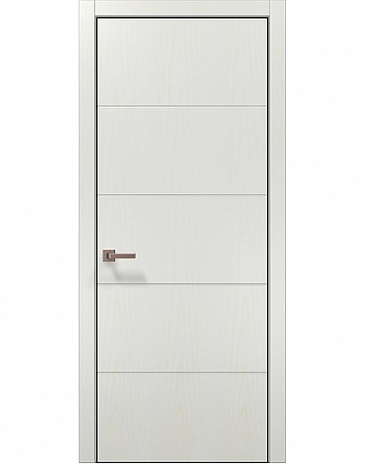 Двері міжкімнатні Папа Карло колекція STYLE ST-09 Ясен білий, кромка алюміній чорний