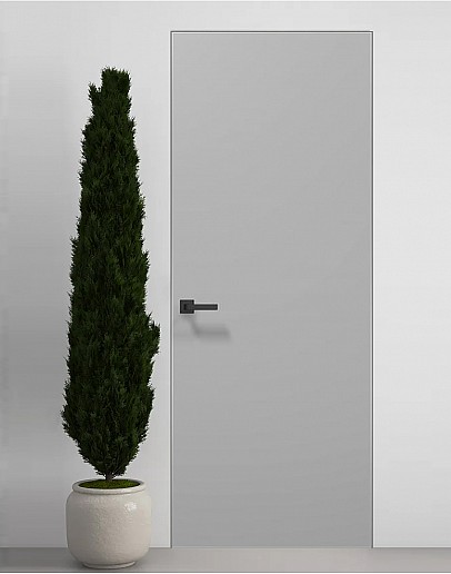 Двері прихованого монтажу Папа Карло PL-01 Сірий матовий, кромка алюміній сірий