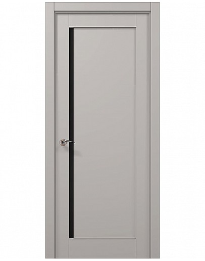 Двері міжкімнатні Папа Карло колекція MILLENIUM ML-61 Світло сірий супермат скло чорне