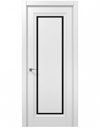 Двері міжкімнатні Папа Карло колекція MILLENIUM ML-718 Білий матовий скло чорне