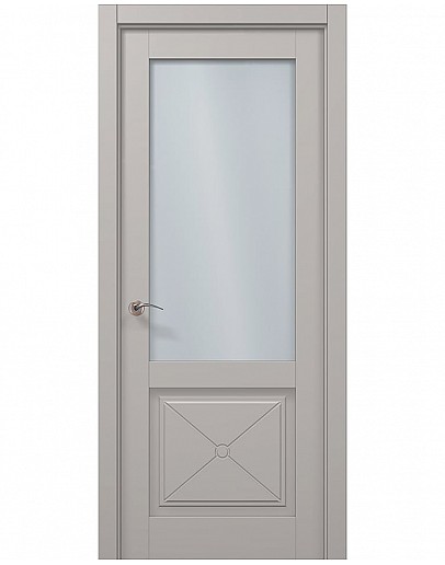 Двері міжкімнатні Папа Карло колекція MILLENIUM ML-1102 Світло сірий супермат скло сатин