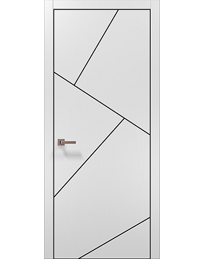 Двері міжкімнатні Папа Карло колекція PLATO PL-15 Білий матовий, кромка алюміній