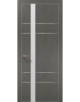 Двери межкомнатные Папа Карло PLATO-10 бетон серый алюминиевый торец