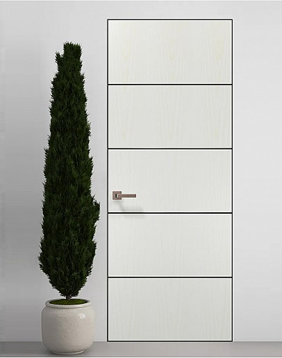 Двери скрытые Папа Карло PL-02 Ясень белый, кромка алюминий черный