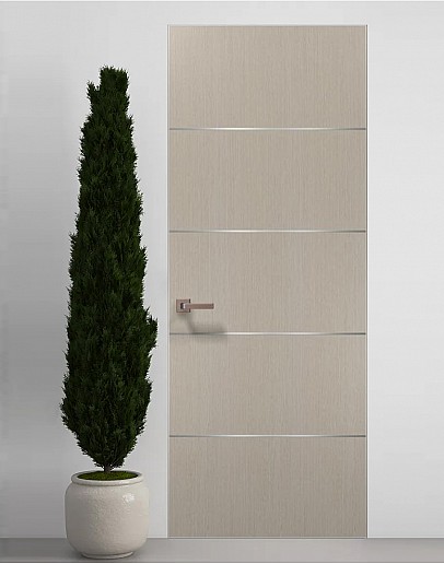 Двері приховані Папа Карло PL-02 Дуб кремовий, кромка алюміній срібло