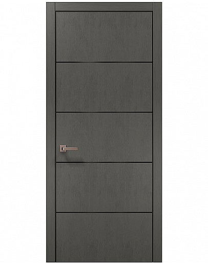 Двері Папа Карло PLATO PL-02 Бетон сірий, кромка алюміній чорний