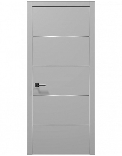 Двері міжкімнатні Папа Карло колекція PLATO PL-02 Світло сірий супермат, кромка алюміній