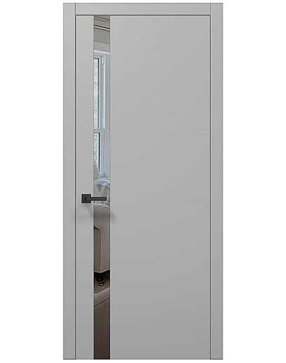 Двери межкомнатные Папа Карло коллекция PLATO PL-04 Серый матовый, торец ABS