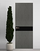 Двері приховані Папа Карло PL-03 Бетон сірий, кромка алюміній срібло