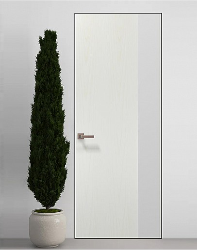 Двері приховані Папа Карло PL-05 Ясен білий, кромка алюміній чорний