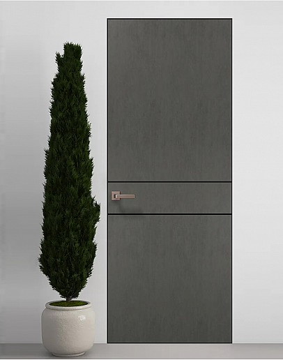 Двері приховані Папа Карло PL-07 Бетон сірий, кромка алюміній чорний