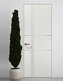 Двері приховані Папа Карло PL-08 Ясен білий, кромка алюміній срібло