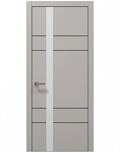 Двері міжкімнатні Папа Карло колекція PLATO PL-10 Світло сірий супермат, кромка алюміній