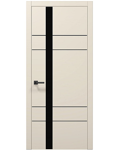Двери межкомнатные Папа Карло коллекция PLATO PL-10 Кремовый матовый, торец ABS черный