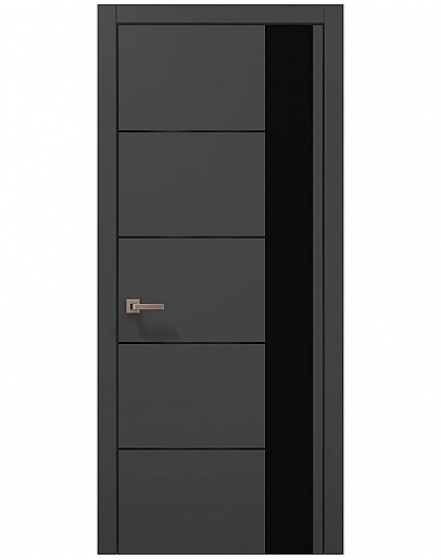 Двері міжкімнатні Папа Карло колекція PLATO PL-11 Темно сірий супермат, кромка алюміній