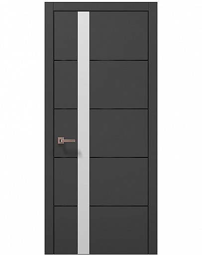Двері міжкімнатні Папа Карло колекція PLATO PL-12 Темно сірий супермат, кромка алюміній