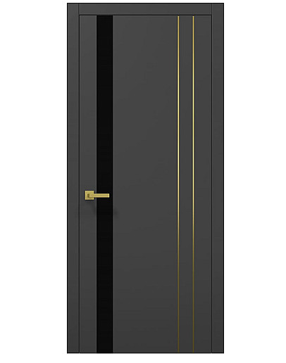 Двери межкомнатные Папа Карло коллекция PLATO PL-22 Темно серый супермат (ral 7016), торец ABS золото
