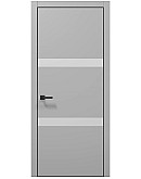 Двери межкомнатные Папа Карло коллекция PLATO PL-25 Серый матовый, торец черный алюминий