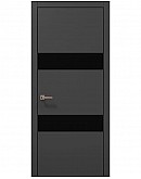 Двері міжкімнатні Папа Карло колекція PLATO PL-26 Темно сірий супермат, кромка алюміній чорний