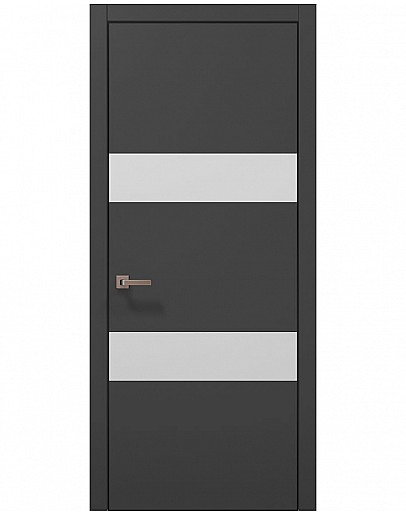 Двері міжкімнатні Папа Карло колекція PLATO PL-26 Темно сірий супермат, кромка алюміній чорний