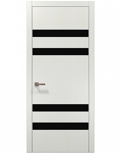 Двері міжкімнатні Папа Карло колекція PLATO PL-28 Ясен білий, кромка алюміній сірий
