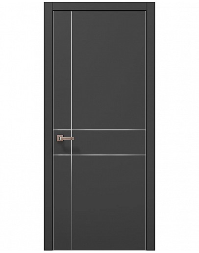 Двері міжкімнатні Папа Карло колекція PLATO PL-30 Темно сірий супермат, кромка алюміній чорний