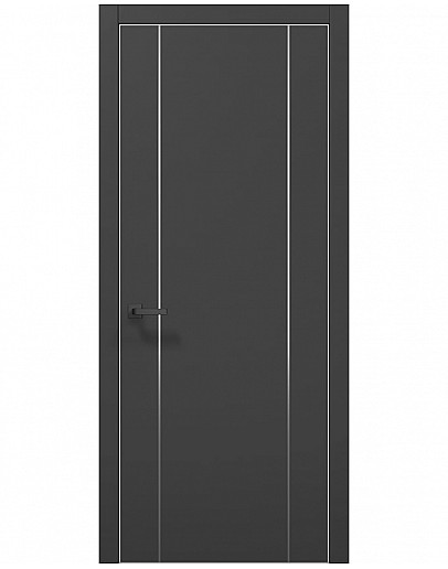 Двері міжкімнатні Папа Карло колекція PLATO PL-32 Темно сірий супермат, кромка алюміній чорний