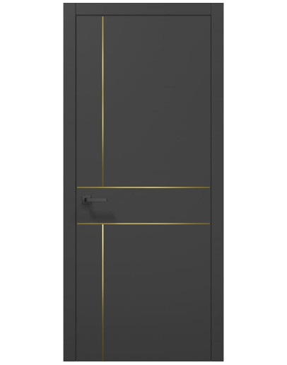 Двері міжкімнатні Папа Карло колекція PLATO PL-33 Темно сірий супермат, кромка ABS золото