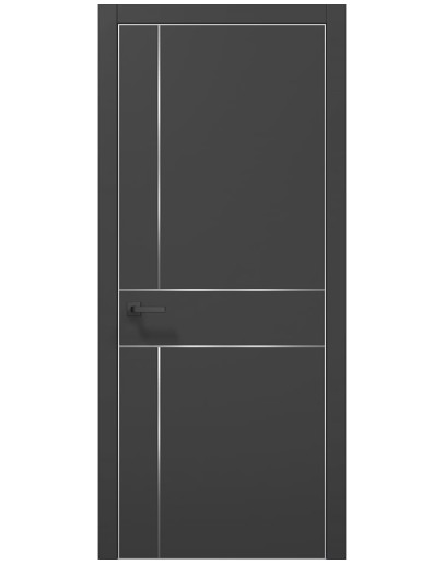 Двері міжкімнатні Папа Карло колекція PLATO PL-33 Темно сірий супермат, кромка сірий алюміній
