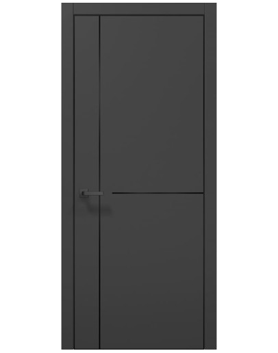 Двери межкомнатные Папа Карло коллекция PLATO PL-36 Темно серый супермат, торец черный алюминий