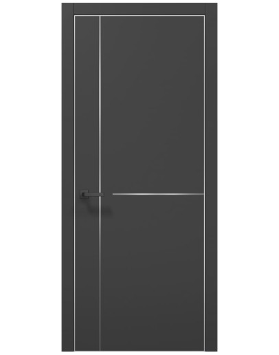 Двери межкомнатные Папа Карло коллекция PLATO PL-36 Темно серый супермат, торец серый алюминий