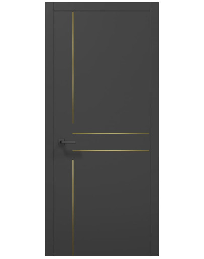 Двері міжкімнатні Папа Карло колекція PLATO PL-37 Темно сірий супермат, кромка ABS золото