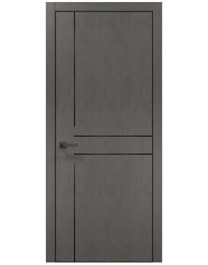 Двері міжкімнатні Папа Карло колекція PLATO PL-37 Бетон сірий, кромка чорний алюміній