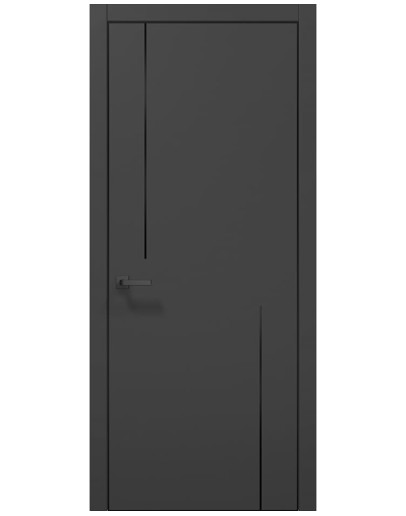 Двері міжкімнатні Папа Карло колекція PLATO PL-39 Темно сірий супермат, кромка чорний алюміній