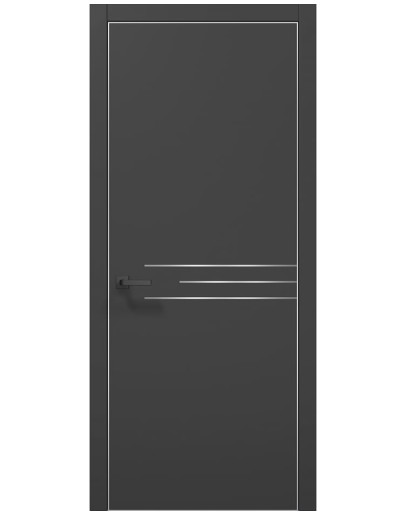 Двері міжкімнатні Папа Карло колекція PLATO PL-43 Темно сірий супермат, кромка сірий алюміній