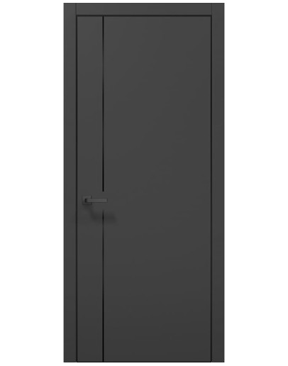 Двери межкомнатные Папа Карло коллекция PLATO PL-44 Темно серый супермат, торец черный алюминий