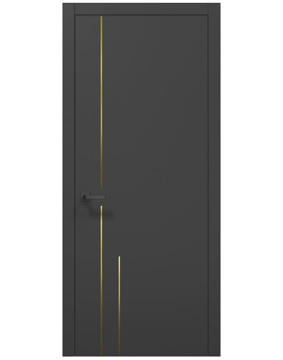 Двері міжкімнатні Папа Карло колекція PLATO PL-45 Темно сірий супермат, кромка ABS золото