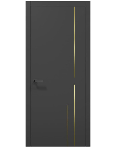Двери межкомнатные Папа Карло коллекция PLATO PL-46 Темно серый супермат, торец ABS золото