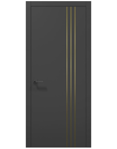 Двері міжкімнатні Папа Карло колекція PLATO PL-53 Темно сірий супермат, кромка ABS золото