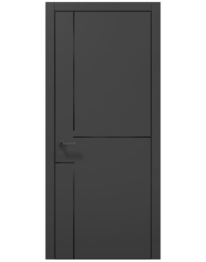 Двери межкомнатные Папа Карло коллекция PLATO PL-54 Темно серый супермат, торец черный алюминий