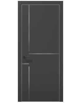 Міжкімнатні двері Папа Карло PLATO PL-54 Темно сірий супермат, кромка сірий алюміній