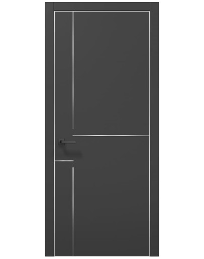 Двери межкомнатные Папа Карло коллекция PLATO PL-54 Темно серый супермат, торец серый алюминий