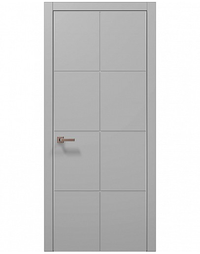 Двері міжкімнатні Папа Карло колекція STYLE ST-06 Ясен білий, кромка алюміній сірий