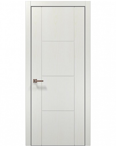 Двері міжкімнатні Папа Карло колекція STYLE ST-16 Ясень білий, кромка алюміній чорний