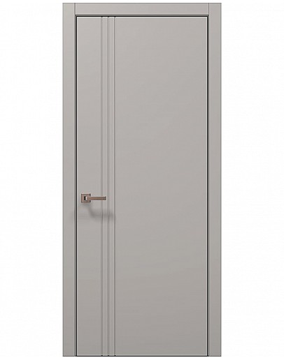 Двері міжкімнатні Папа Карло колекція STYLE ST-18 Світло сірий супермат, кромка алюміній чорний