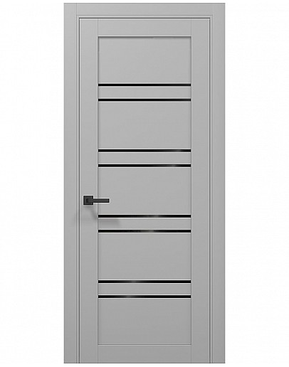 Двері міжкімнатні Папа Карло колекція TETRA T-01 Сірий матовий, скло чорне