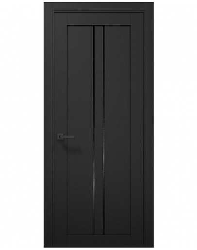 Двері міжкімнатні Папа Карло колекція TETRA T-02 Чорний матовий, скло чорне