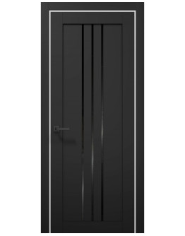 Межкомнатные двери Папа Карло TETRA T-06 Черный матовый/Альпийский белый, стекло черное
