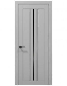 Двері міжкімнатні Папа Карло TETRA T-06 Сірий матовий/Чорний матовий, скло чорне